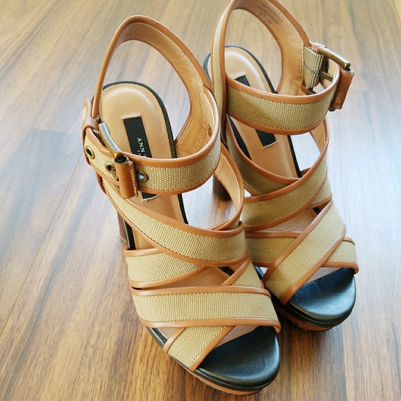 Ann Taylor RARE Canvas Platform Sandals size 6.5 - Picture 1 of 8